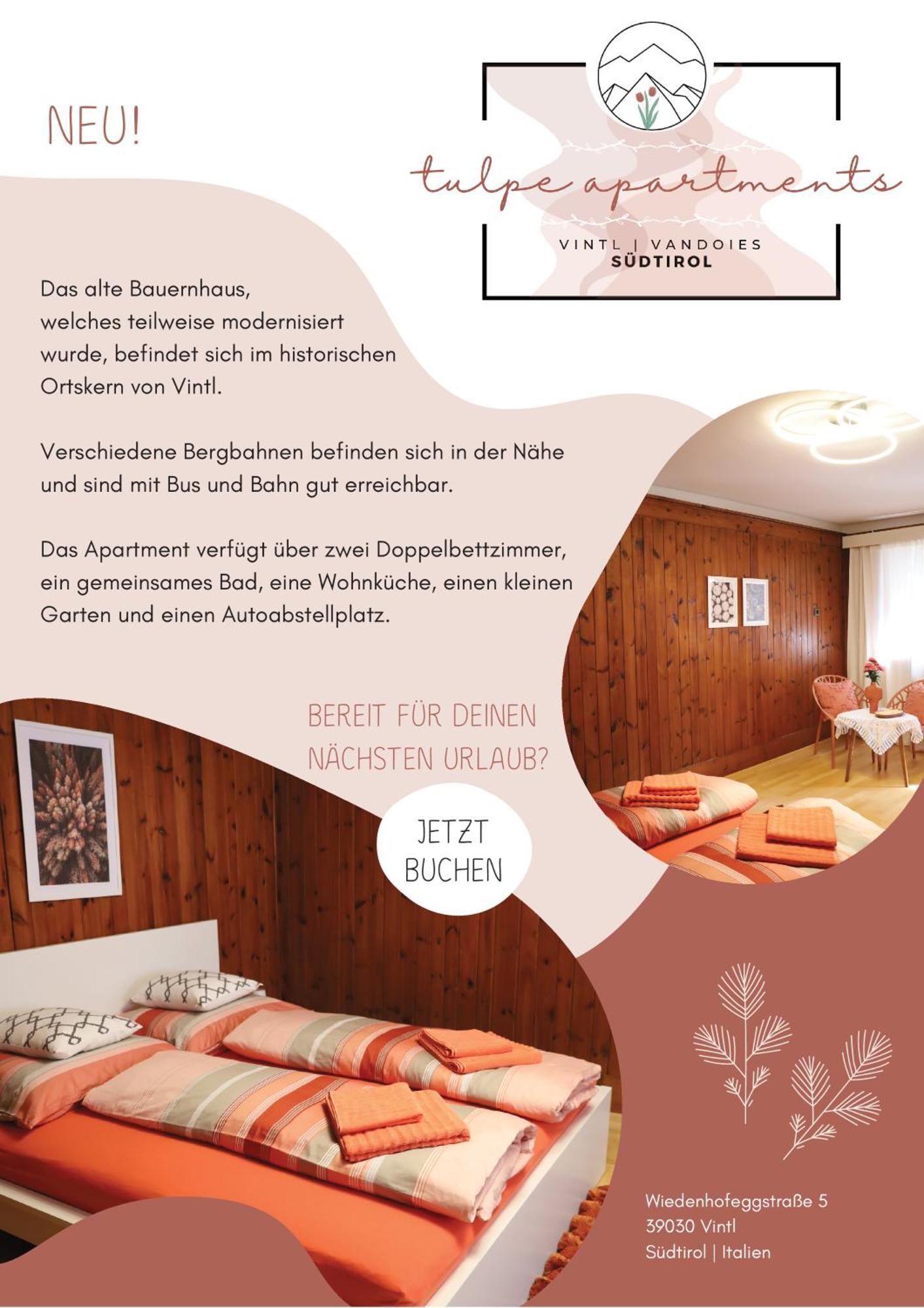 Vandoies di Sotto  Tulpe Apartments מראה חיצוני תמונה